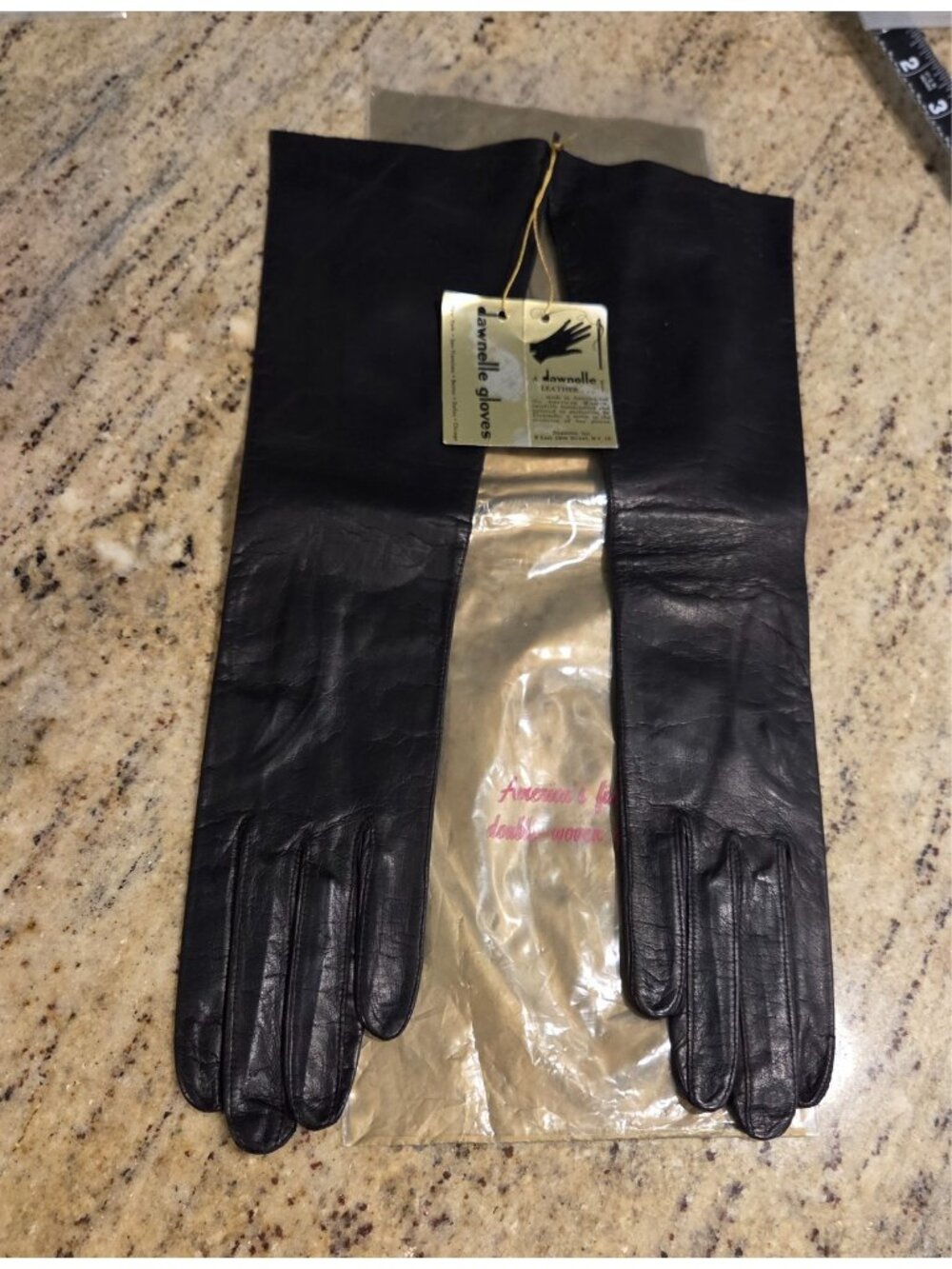 New! Vintage Size S 7 Black Soft Leather Formal 15" Long Gloves